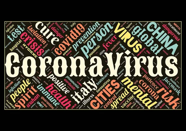 Nube Palabras Del Virus Corona Covid Como Fondo — Foto de Stock