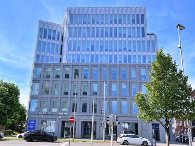 26.08.2025. Aarhus sokağı. Aarhus City, Danimarka 'daki binaların mimarisi. Yaz boyunca İskandinavya 'ya seyahat. Üst hedef