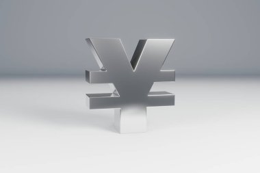 3D Japon Yen Sembolü - gümüş