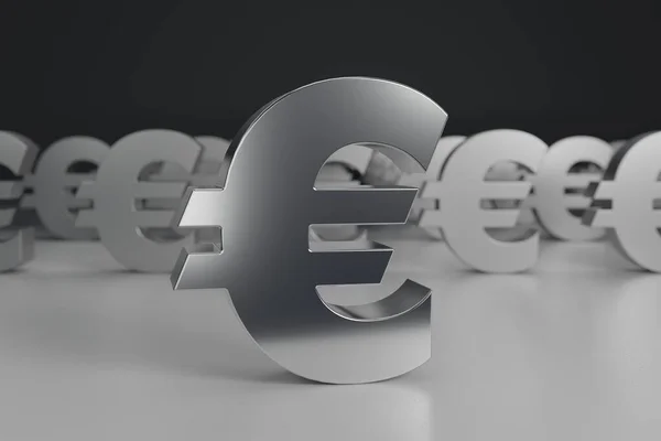 Визуализация Доминирующего Европейского Символа Евро Перед Другими Символами — стоковое фото