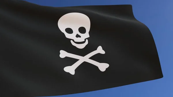 Bandeira Pirata Roger Alegre Vento Ilustração — Fotografia de Stock