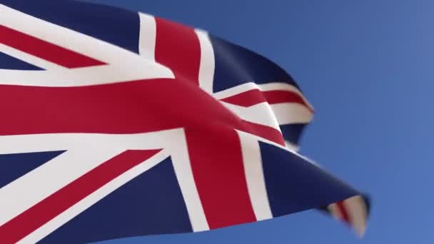 Bandera Gran Bretaña Ondeando Viento — Vídeos de Stock