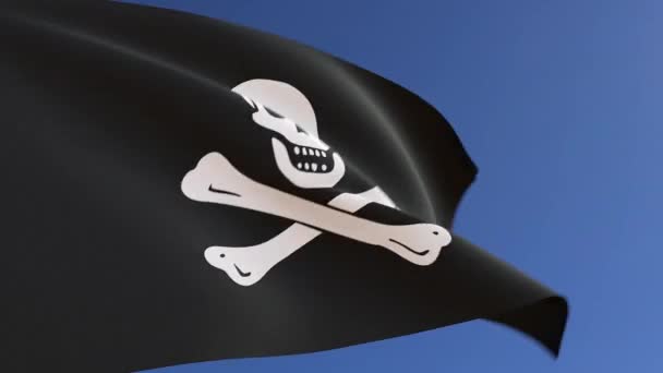爱德华 英格兰在风中飘扬的三维海盗旗 — 图库视频影像