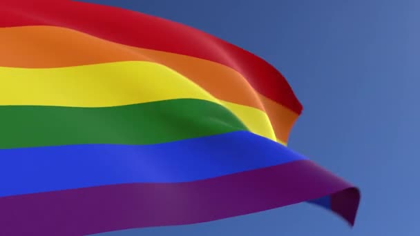 風の中で3Dレズビアン バイセクシャル トランスジェンダーの旗の波 — ストック動画