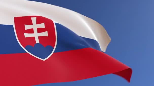 風の中で3Dスロバキア旗の波 — ストック動画