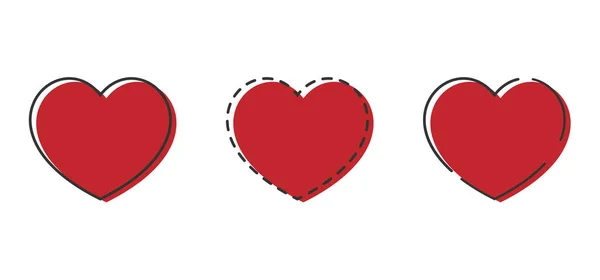 Corazón Rojo Formas Icono Conjunto Elementos Diseño Para Día San — Archivo Imágenes Vectoriales