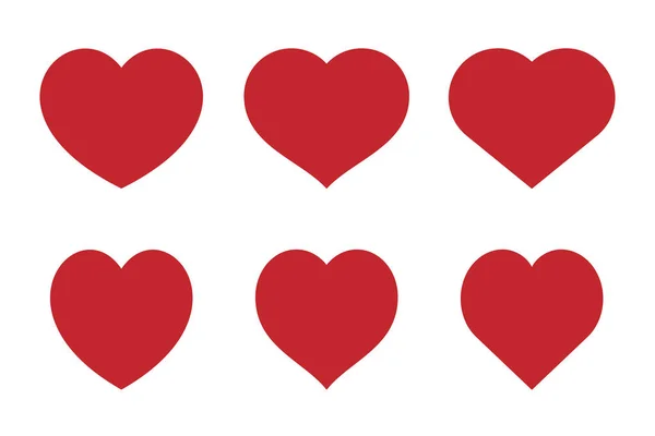Ikona Tvaru Červeného Srdce Nastavena Design Prvků Valentýna Láska Nebo — Stockový vektor