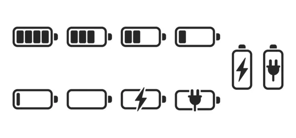 Icône Indicateur Charge Batterie Définit Différents Niveaux Charge Pour Symbole — Image vectorielle