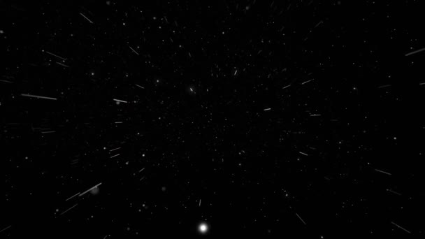 별들이 우주를 날아다니는 사이의 바다없는 우주를 배경으로 빙글빙글 그래픽 — 비디오