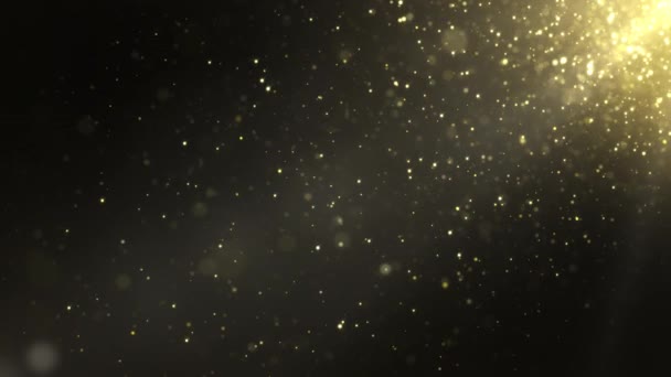 Seamless Background Animation Slowly Flying Gold Dust Particles Dark Background — Stock Video