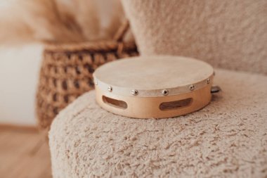 Müzik aleti tef yakın çekim görünümü