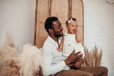 lovely portrait of father and daughter 