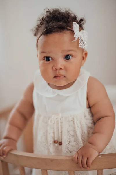 Close Portrait Mixed Race Baby Girl — Stock Photo, Image