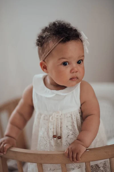 Close Portrait Mixed Race Baby Girl — Stock Photo, Image