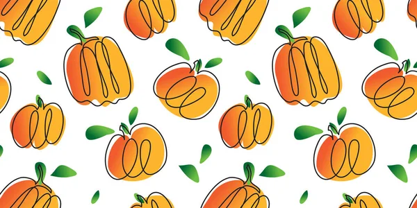 Seamless pumpkins pattern halloween thanksgiving line art print — Stock Photo, Image