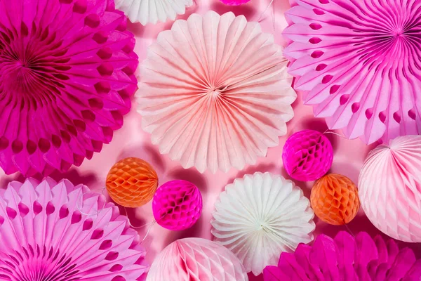 День Рождения Вечеринка Кругу Оригами Девочек Многие Круглые Розовые Творческие — стоковое фото