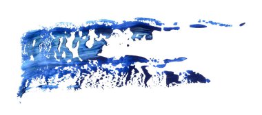 El yapımı fırça lekesi beyaz arka planda izole edilmiş. Koyu mavi sanat vuruşu. Soyut yaratıcı sanat örnekleri. Kart ve karşılama tasarımı için dekoratif öge.