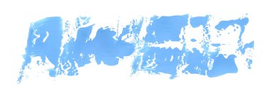 El yapımı fırça lekesi beyaz arka planda izole edilmiş. Açık mavi sanat vuruşu. Soyut yaratıcı sanat örnekleri. Kart ve karşılama tasarımı için dekoratif öge.