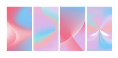 Pastel Gradyan sosyal medya hikayeleri arka plan şablonları. Pembe, mavi holografik tahıl seti. Retro Style 70 'lerin Vintage' ı. Soyut Vibrant Yumuşak Doku. Yarıton çok renkli sanat