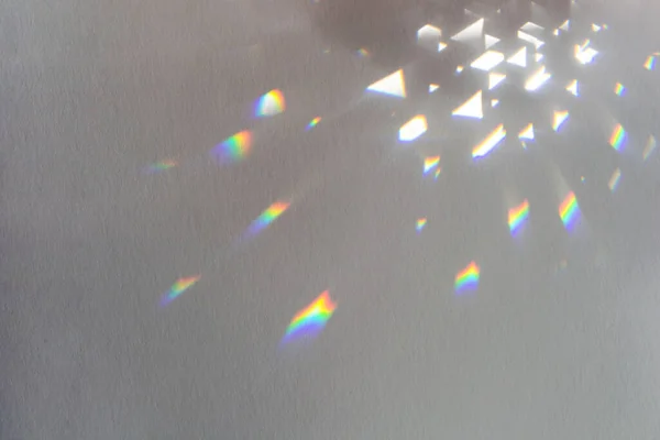 Arcobaleno Luce Cristallo Perdita Sovrapposizione Sfondo Prisma Vetro Effetto Flare — Foto Stock
