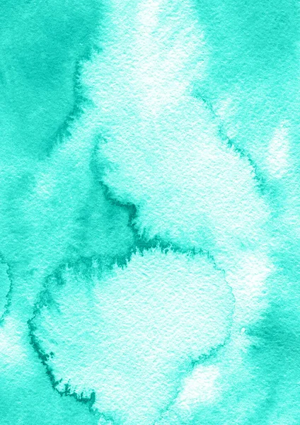 Abstracto color turquesa acuarela pintado a mano de fondo, texturizado salpicaduras efectos. Color de menta al sol de moda —  Fotos de Stock