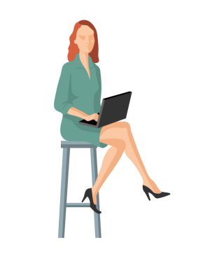 Vektör görüntüsü. Kadın yüksek bir sandalyede oturuyor..