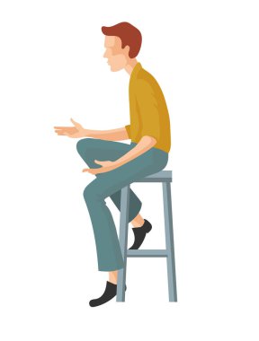 Vektör görüntüsü. Adam yüksek bir sandalyede oturuyor..