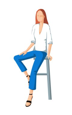 Vektör görüntüsü. Kadın yüksek bir sandalyede oturuyor..