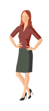 Vektör görüntüsü. Güzel bir kadın serbest poz verir