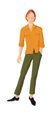 Vektör görüntüsü. Yakışıklı adam serbest poz veriyor.