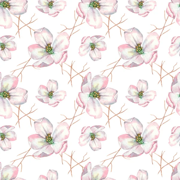 Blommigt sömlöst mönster för tryck. Blommande äppelträd. — Stockfoto