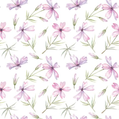 Beyaz arka planda kusursuz suluboya zambak deseni