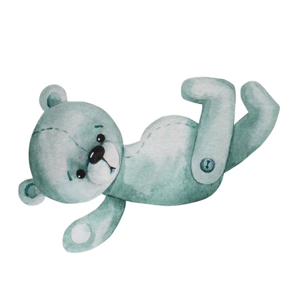 Gray Teddy Bear Hat Watercolor Image — Stock Photo, Image