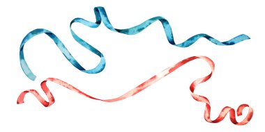 Saten kurdeleler. Suluboya çizim. Yeni yıl, Noel, doğum günü.