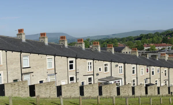 Rangée Pierre et ardoise Maisons mitoyennes Lancashire — Photo