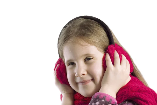 Bir kız etkilidirler ve eşarp portresi. İzole arka plan.