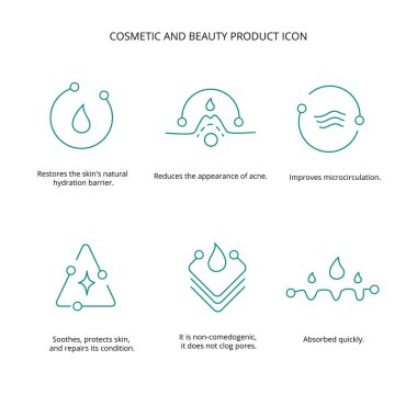 Beauty treatment, cream, mask cosmetic and beauty product icon set for web, packaging design. Vector stock illustration isolated on white background. EPS10 clipart