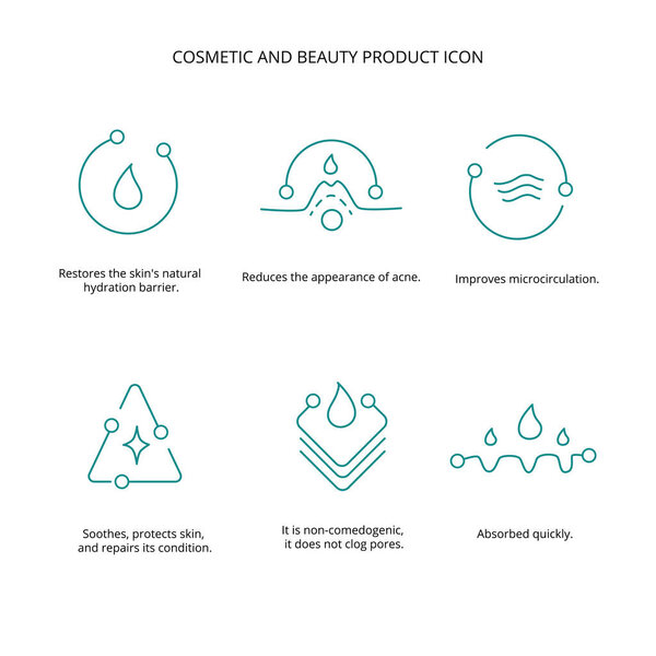 Beauty treatment, cream, mask cosmetic and beauty product icon set for web, packaging design. Vector stock illustration isolated on white background. EPS10