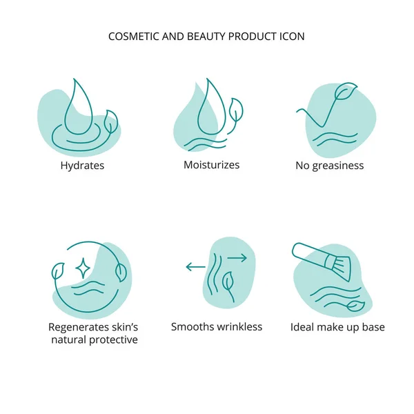 Trattamento di bellezza, crema, maschera cosmetica e icona del prodotto di bellezza set per web, packaging design. Illustrazione stock vettoriale isolata su sfondo bianco. EPS10 — Vettoriale Stock