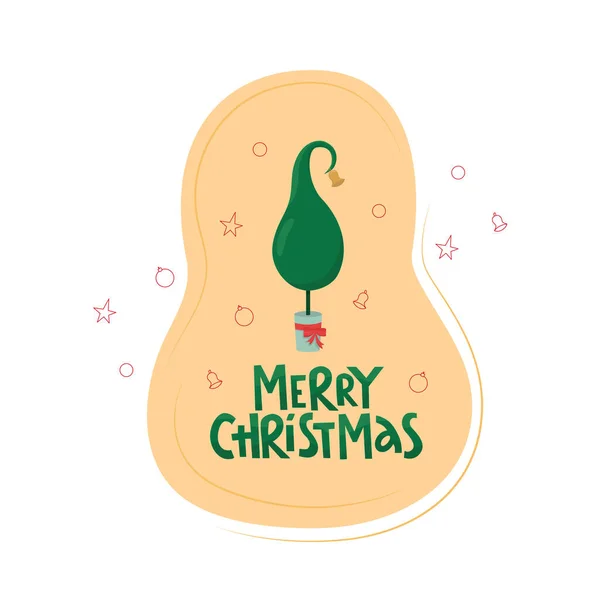 Merry Christmas handwritten lettering sign with Grinch tree. Vector stock illustration isolated on white background for template design Christmas sale, greeting card, invitation. EPS10 — Stock Vector