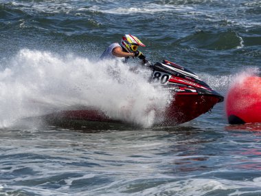 Olbia, İtalya - Haziran 02 - 2019 Aquabike Dünya Şampiyonası Grand Prix İtalya