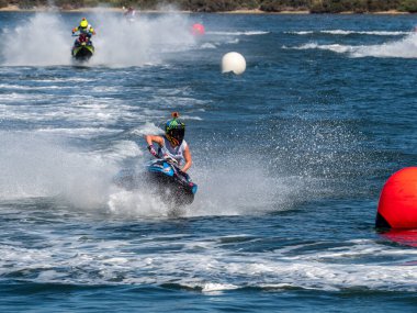 Olbia, İtalya - Haziran 02 - 2019 Aquabike Dünya Şampiyonası Grand Prix İtalya