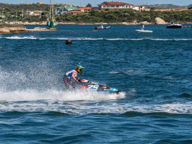Olbia, İtalya - Haziran 02 - 2019 Aquabike Dünya Şampiyonası Grand Prix İtalya