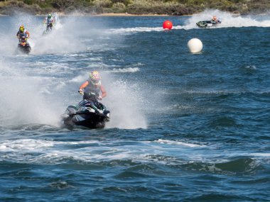 Olbia, İtalya - Haziran 02 - 2019 Aquabike Dünya Şampiyonası Grand Prix İtalya