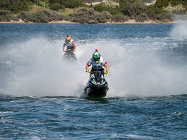 Olbia, İtalya - Haziran 02 - 2019 Aquabike Dünya Şampiyonası Grand Prix İtalya