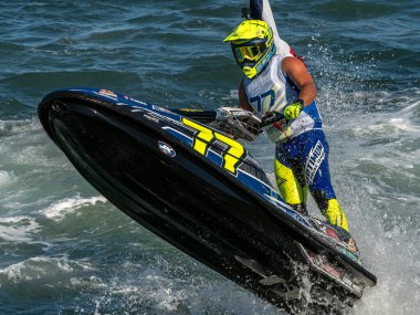 Olbia, İtalya - Haziran 02 - 2019 Aquabike Dünya Şampiyonası Grand Prix İtalya