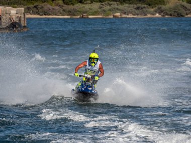Olbia, İtalya - Haziran 02 - 2019 Aquabike Dünya Şampiyonası Grand Prix İtalya