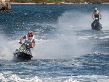 Olbia, İtalya - Haziran 02 - 2019 Aquabike Dünya Şampiyonası Grand Prix İtalya