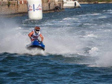 Olbia, İtalya - Haziran 02 - 2019 Aquabike Dünya Şampiyonası Grand Prix İtalya