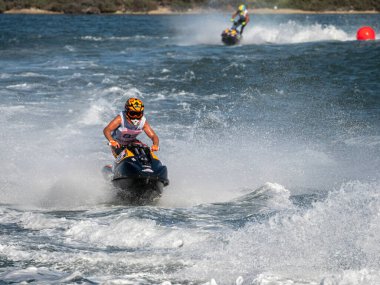 Olbia, İtalya - Haziran 02 - 2019 Aquabike Dünya Şampiyonası Grand Prix İtalya
